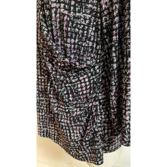 Women's CHICO'S Faux Wrap Top 3/4 Sleeve Stretch Top Black/Purple 2 or 12/14 - Picture 4 of 9